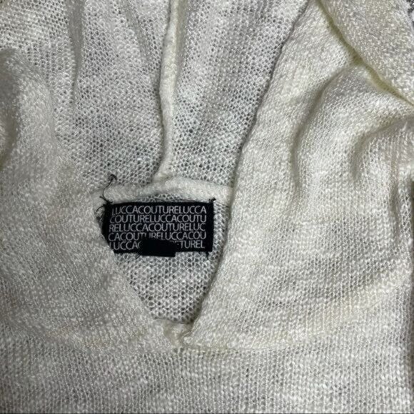 Cream Ivory Knit Hoodie Ft Dolman Sleeve Size S - Picture 8 of 10